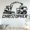 Stickers Excavators and Transport Vehicles Vinyl Custom Name Wall Stickers Home Art Boys Room Decor Removable Decals YT6094
