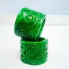 Myanmar jade green monarch pull that full color dry green Citroen raw jade carved ring for men and women347u