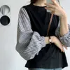 2023 Waidan Lotte Corea del Sud Splicing Autunno Nuova camicia a maniche lunghe Base T-shirt allentata Top Style T-Style