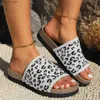 Pantofole Sandali Pantofole da donna con capispalla alla moda con stampa leopardata sandali antiscivolo con fondo piatto in vacanza sulla spiaggiaH240313