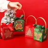 Christmas Decorations 3pcs Gift Boxes Candy Cookies Packing Box Santa Claus Elk Paper With Bow Ribbons Year Party Wrapping Bags