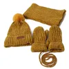 3 pezzi inverno cappello bambino sciarpa guanti set bambini pompon cappelli lavorati a maglia per ragazze ragazzi berretti caldi spessi con fodera 240227