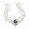 Ожерелье из натурального жемчуга для женщин, жемчужное ожерелье с тремя нитями, классическая цепочка для свитера, рождественский подарок 240301