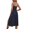 Çiçek Baskı Yüksek Bel Kentsel Seksi Elbiseler Yan Slit Spagetti Strap Kadın Tasarımcı Elbise Yaz Tatil Kadın Moda French Style