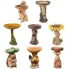 Esculturas nova resina retro guaxinim birdbath polyresin girassol pássaro banho alimentador animal antigo jardim quintal decoração ao ar livre ornamentos internos