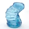 Manchon de pénis de dispositif de chasteté masculin doux Transparent bleu avec des jouets sexuels adultes à pointes pour les hommes CBT Cock Cages dispositifs 240312