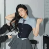 Koreaanse Meisje Jk Uniform Vrouwen Y2k Japanse Corset Tube Top Vest Korte mouwen Shirt Plooirok Pak School Sexy 240229