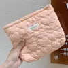 Borse per cosmetici Borsa per organizer per trucco a cuore Borsa in cotone trapuntato con cerniera Pochette morbida per borsa da donna e ragazza