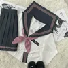 Kläder sätter jk enhetlig kostym japansk college stil söt lång och kortärmad sjöman veckad kjol mode skola