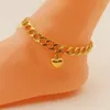 Anklets Hip Hop Cuba Chain Anklet Braclet Fashion Beach Jewelry Cute Heart Barefoot Sandals Summer Accessories