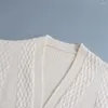ZAA – Cardigan tricoté à manches lanternes pour femme, tricot décontracté, Vintage, ample, longueur moyenne, couleur unie, mode automne 2024