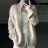 Kadın Örgü Kadınlar Kalın Sweaters Ceket Kintted Sonbahar Bahar Kore Tığ işi gevşek Maxi Kış Kazak 2024 Sıcak Jumper Coat hırka