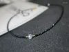 Hängen Lily smycken svart spinel 2-3mm fasetterade pärlor labradorite 925 sterling silver mode halsband för kvinnor/ män dropshippi