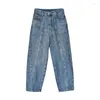 Kvinnors jeans micoco n1673c split design lös hög midja