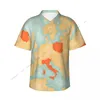 Chemises décontractées pour hommes Chemise à manches courtes Vintage Italie et Pologne Carte T-shirts Polo Tops