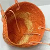 Raffia Straw Tote Bag Summer Beach Handbags Presh Fashion Letters Leather Leather Straps Vegetable Basket