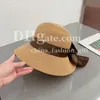 Zomer strohoed breedgerande emmer hoed ontwerper lint strik hoed vakantie kust zonnebrandcrème hoed voor dames