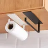 Toilet Paper Holders Kitchen Carbon Steel Paper Towel Holder No Punch Cabinet Paper Shelf Household Roll Paper Hanger Plastic Wrap Rag Storage Rack 240313