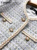 Tvådelt klänning Vrouwen vintage rok förbi hoge kwaliteit franse geur tweed jas casual gebakken straat korte plaid uitloper