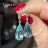 Stud Earrings UMODE Water Sea Blue Drop AAA Cubic Zirconia Earring For Women Jewelry Fashion Blossom Boucle D'oreille Femme Gifts UE0885