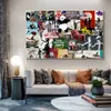 Banksy Graffiti Collage Art Pop Canvas Målningsaffischer och skriver ut Cuadros väggkonst för vardagsrumshemdekor180b