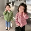 Fall Spring Tweed Short Coat Girls Kids Chic Pink Jacket Casual Plaid Tops Children Single Breasted Sweet Clothes XMP135 240227