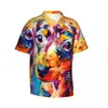 Erkekler sıradan gömlekler mini dachshund plaj gömlek renkli hayvan hawaii erkekler zarif bluzlar kısa kol y2k sokak özel diy kıyafetleri