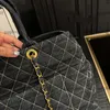 Torby dla dzieci luksusowa marka torby cc designer damski vintage dżinsowe torby na ramię górne uchwyt pakiet złoty metalowy sprzęt Matelasse łańcuch crossbody torebki na ramię sn