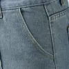 Herrbyxor denim trendig fast färg dubbelficka lösa jeans höft- överdimensionerade bottnar streetwear utomhussport fritid