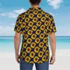 Camisas casuais masculinas alegre girassol camisa havaiana homem praia brilhante flor amarela manga curta respirável elegante blusas de grandes dimensões