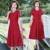 Casual Dresses Summer Lace Dress for Women 2024 Fashion Short Sleeve V-Neck Bodycon Elegant Boho Party Vestido