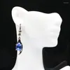 Stud Earrings 50x10mm Neo-Gothic Created Pink Kunzite Blue Topaz Violet Tanzanite Street Fashion Cool Black Gold Silver