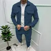 남자 트랙 슈트 재킷과 바지 세트 포켓 바지 남성 패션복 단색 가을 겨울 파티 스트리트웨어 트랙 슈트 2 조각 세트