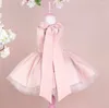 Robes fille rose grand ruban sans manches bébé filles robe de fête d'anniversaire courte robe de princesse Lolita vêtements boule bouffante