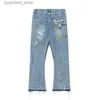 Jeans pour hommes Designer Galeries Jeans Depts Pantalons pour hommes Mode Trou Splash Ink Graffiti Imprimer Tissu lavé High Street Femmes Casual Plus Taille M-XXL L240313