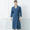 Vêtements de nuit pour femmes printemps automne doux confortable vêtements de détente japonais peignoir Long pyjamas Couple mince gaufre absorbant Yukata