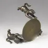 Piastra in bronzo cinese Gatti Animali 3 Lampada a olio per gatti Portacandele Candeliere statua301i