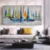 Boot Meer Poster Ölgemälde Auf Leinwand Drucke Landschaft Bunte Wand Bilder Für Wohnzimmer Home Decor Poster Und Prints269J