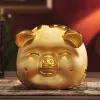 Caixas Gold Ceramic Pig Piggy Bank Safe for Money Piggy Bank Coins Bank Acessórios para casa Mascote Artefato Caixa de dinheiro decoração de casa