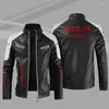 Mäns jackor 2024 Winter Kia Logo Jacket Fashion Motorcykel Dragkedja varmt läder