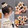 Perni per capelli Nuovi bambini Latte Caffè Colore Fascia per capelli Tessuto Fiore Anello Corda Senza ferire Fascia Copricapo Gioielli per ragazze Consegna di goccia P Otvgx