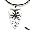 Pendentif Colliers Vegvisir boussole Amet bijoux femme mâle collier nordique Talisman cadeaux de fête des pères 20250886 livraison directe Pendants Dhyja