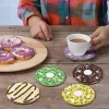 Stitch 8pcs beignets Diamond Painting Coasters Kits avec support Acrylique Diamond Art Cup Mat non glissant Coaster DIY Art Art Art