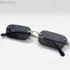 Vintage Optische Frame Kleine Randloze Rechthoek Zonnebril Mannen Vrouwen 90s Frameloze Tint Zonnebril Tinten ldd240313