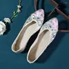 Dress Shoes Old Beijing Cloth Comfortable Slip On Low Heel Fashion Pointed Toe Shallow Pumps Ethnic Embroidered Women