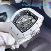 Захватывающие наручные часы Эксклюзивные наручные часы RM Watch RM055 Механизм 49,9*42,7 мм Полые модные наручные часы Белая керамика RM055