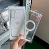 Custodie per telefoni antiurto magnetiche trasparenti trasparenti per iPhone 15 14 13 12 11 Pro Max 15 Plus Mini cover posteriore