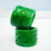 Myanmar jade green monarch pull that full color dry green Citroen raw jade carved ring for men and women291Q