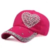 Bollkåpor Leisure Hip- Rhinestone Hat Fashion Hjärttryckt Baseball Cap Woman Y2K Outdoor Sports