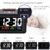 Embossing Gift Idea Bedside Wake Up Digital Alarm Clock with Thermometer Hygrometer Humidity Temperature Table Desk Clock Phone Charger